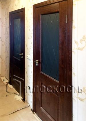 Монтаж межкомнатных брашированных дверей из дуба в Янино (Колтуши) Ленинградской области