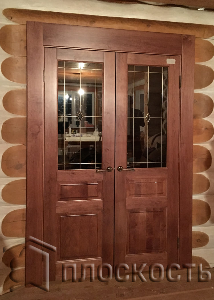 Двойная межкомнатная дверь из массива ольхи Аргус в СПб